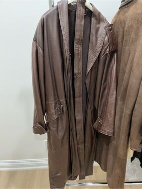 Gianni Versace Vintage unique Men's Dark Brown Leather Trench Coat